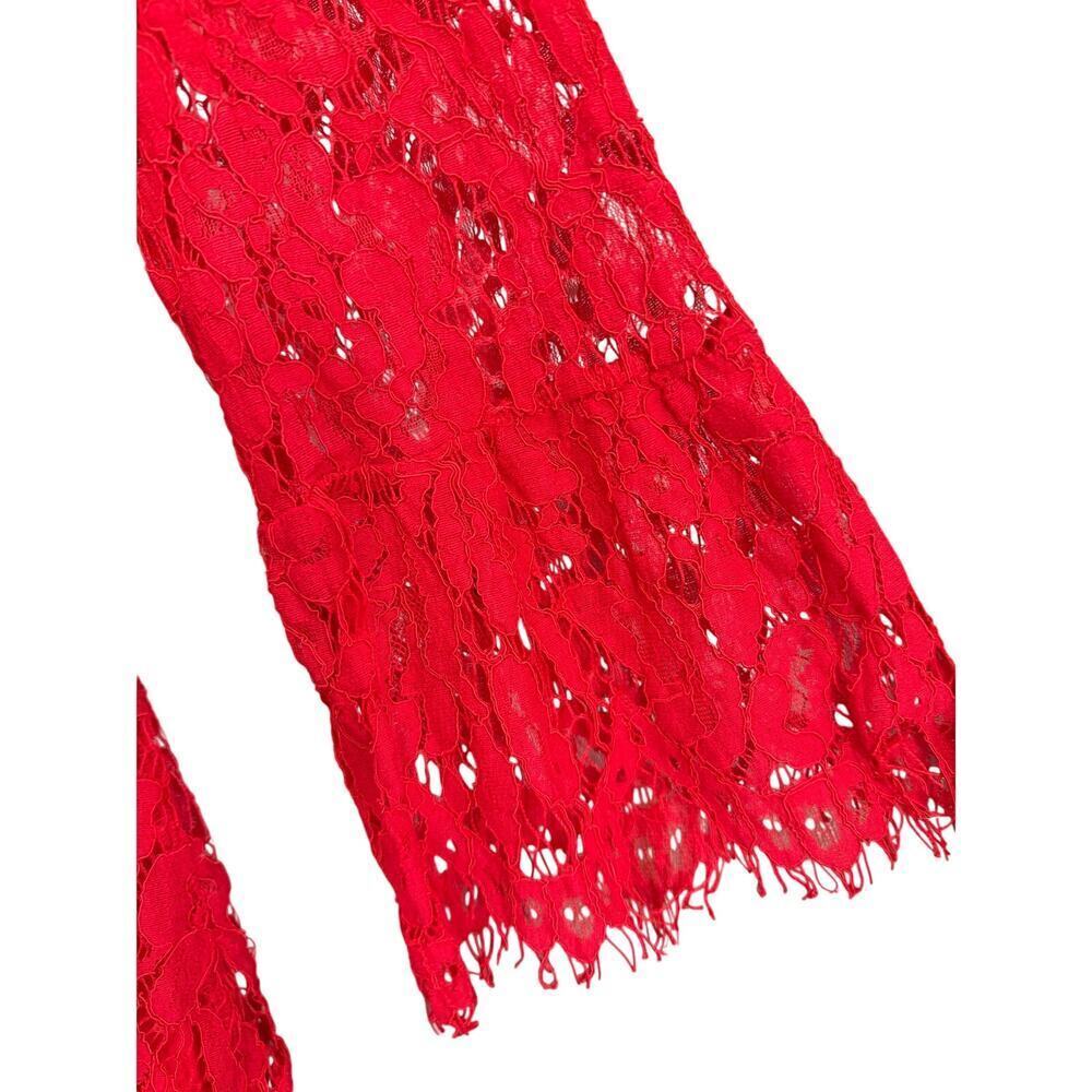 Zac & Rachel Red Lace V Neck Long Sleeve Feminine Boho Blouse sz medium - Picture 3 of 5